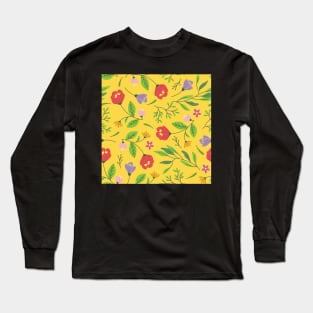 Flowe Pattern Yellow Long Sleeve T-Shirt